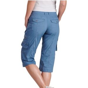 Kuhl Women’s 8 Kontra Capri Roll Up Shorts Blue Teal Grey Hiking Outdoor Pants